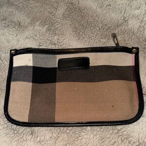 Burberry Prorsum Checkered Canvas cosmetic Clutch in Beige & Black